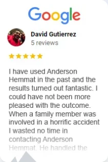 A Google review of Anderson Hemmat.