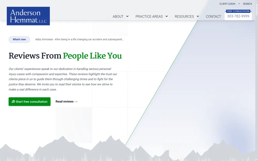 The reviews slide from the Anderson Hemmat home page.