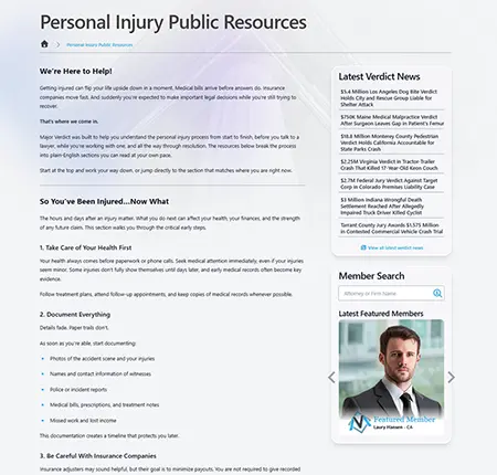 Civil injury legal process resources