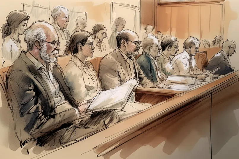 Sketch of jury in trial
