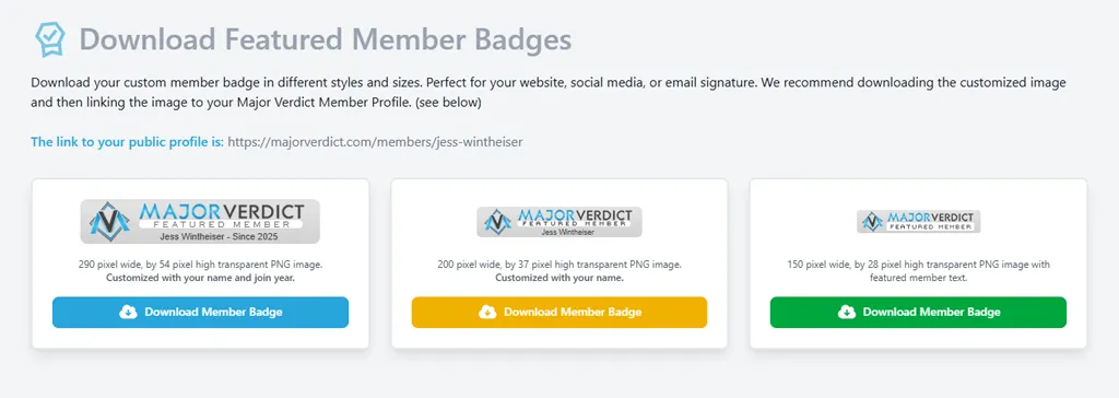 Custom featured member badges
