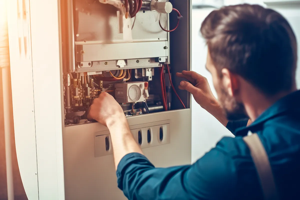 Man working on furnace install