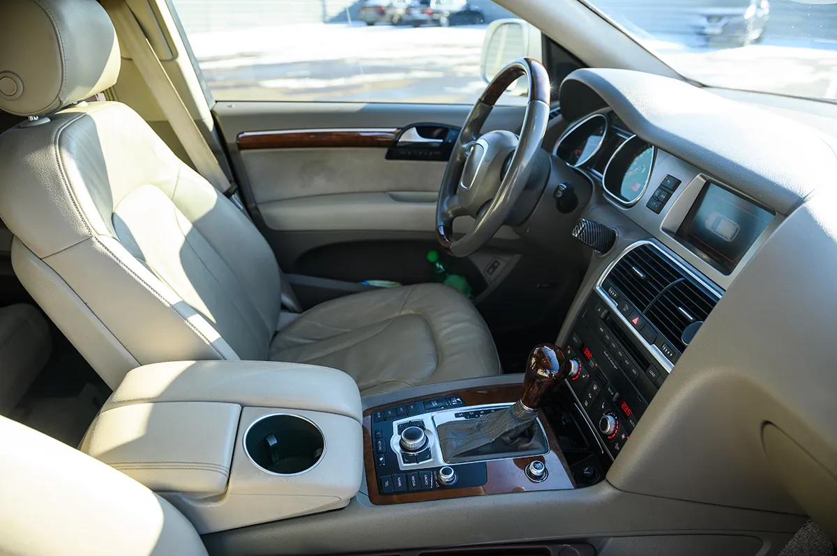 Interior of SUV showing center console and shifter