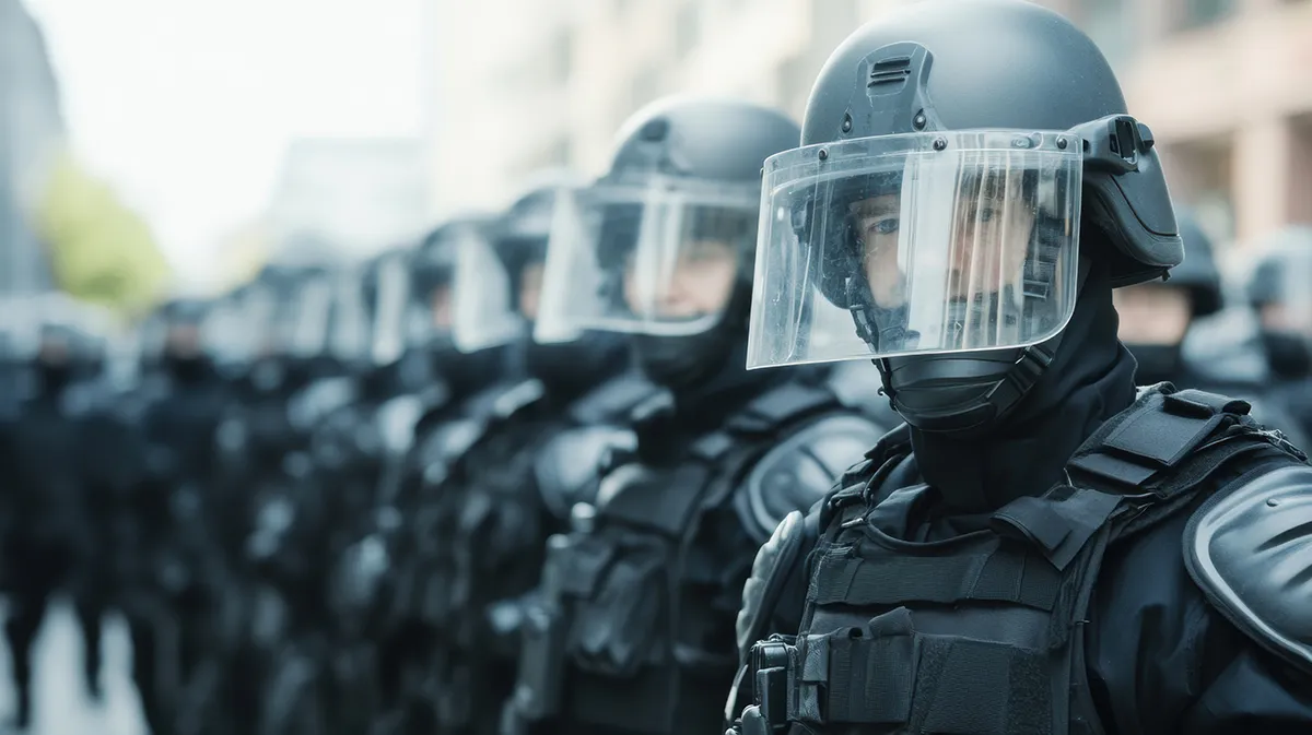 Riot personnel in gear