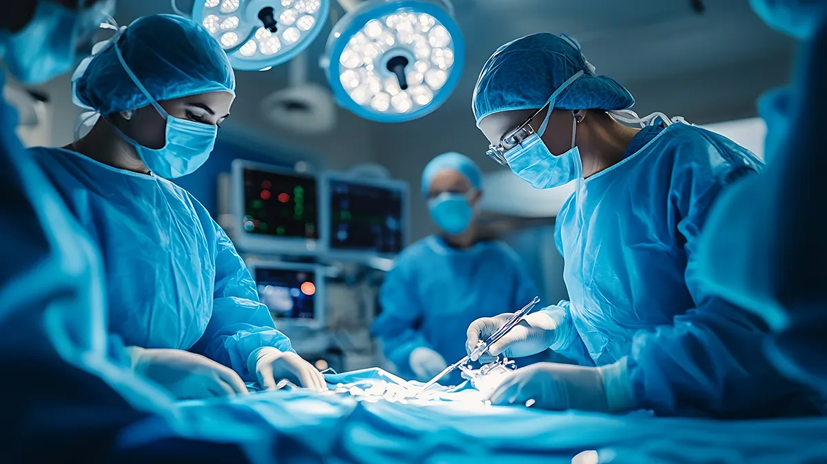 Spinal surgery being performed in operating room